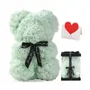 Oso de Rosa Flor Eterna de 25 cm Transfronterizo Regalo para el Día de la Madre San Valentín Oso de Flor de Espuma Caja de Regalo de PVC Venta al por Mayor
