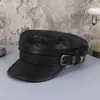 Comércio Exterior PU Completo Fivela Grande Chapéu Marinho Retrô Britânico Estilo Coreano Chapéu Versátil Chapéu Casual ao Ar Livre Chapéu de Jornaleiro para Homens e Mulheres