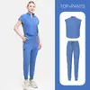 Manga Morcego Gola Alta Manga Curta Calça Longa Roupa de Limpeza Gato Café Trabalhador de Limpeza Homens e Mulheres Roupa de Trabalho Lavar Roupas com Bordado