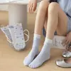 Calcetines Holgados Finos Suaves Estilo Chica de Primavera y Verano, Calcetines de Media Caña con Oso y Lazo Azul Claro, Calcetines de Chica Estilo Japonés, Calcetines Largos de Algodón