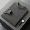 Jersey de Punto Fino para Hombre, Cuello Alto Medio, 100% Lana, Nuevo para Otoño e Invierno, Ropa de Punto Casual de Negocios, Ropa de Punto Básica