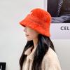 Moda sombrero de pescador de cúpula de felpa de color sólido para niños otoño e invierno moda terciopelo de imitación de visón sombrero de cubo cálido moda coreana