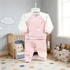 Roupas de Bebê para Primavera e Outono Veludo Macio Algodão Roupa Íntima Bordado Sem Costura Manga Raglan Roupas de Bebê Roupa Íntima Uso Duplo na Virilha