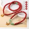 Pulsera de Cuentas de Transferencia de Cinabrio Rojo Cinabrio Imperial Arena Cruda Pulsera de Carácter Sha Jin Fu Femenina Regalo de Este Año Círculo Simple Doble