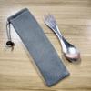 Tenedor y Cuchara Portátiles de Titanio Puro de Doble Propósito Vajilla para Acampar al Aire Libre Cuchara de Titanio de Doble Cabeza Ligera Cuchara Sopera de Una Pieza Tenedor de Titanio para Picnic Venta al por Mayor