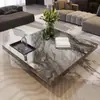 Mesa de Centro de Ardósia para Sala de Estar, Combinação Minimalista Moderna de Luxo Leve Estilo Italiano, Mesa Quadrada Doméstica de Modelo Novo para Apartamento Pequeno de Alto Padrão, Popular Online