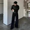 Jeans anchos estilo retro MYQ para hombre, corte holgado, pierna recta, pantalones largos hasta el suelo, atuendo limpio estilo coreano para otoño