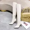 Botas altas elásticas ajustadas estilo europeo y americano para mujer, nuevo modelo otoño e invierno 2024, botas de caña alta con suela gruesa y tacón alto fino, punta fina
