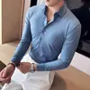 Camisa Blanca de Negocios de Cuello Puntiagudo de Gama Alta Estilo Coreano para Hombre, Ajustada, Moderna, Sin Planchar, para Viajar, Casual, de Manga Larga, de Manga Corta