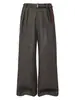 Pantalones de Vestir para Hombre Retro Americano de Espiga Patchwork Plisado con un Estilo de Lujo 'Old Money', Pantalones Casuales Sueltos de Pierna Recta