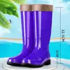 Botas de lluvia de caña alta con forro polar para mujer, zapatos de agua elegantes, botas de lluvia, botas de agua, cálidas, impermeables, cubrebotas antideslizantes para cocina, zapatos de goma, adulto