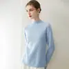 Suave y elegante~ Suéter de mujer sin costuras 100% cachemir con cuello semi-alto y bordes enrollados, cálido, suave, versátil y perfecto para usar en capas