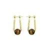 Brincos Melard de Pedra Olho de Tigre para Mulheres, Vintage, Luxo Leve, Elegantes, de Alta Qualidade, Novo Estilo Outono/Inverno, Brincos Versáteis, Atacado