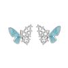 Aretes Asimétricos de Mariposa de Plata Esterlina S925 con Micro-incrustaciones de Zircón para Mujer, Diseño de Diamantes Calados, Aretes Modernos para Combinar con Todo