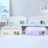 Qingyifang Estojo de PapelariaPet Veludo Beibei Estojo Quadrado com Zíper Duplo Estudante Camada Dupla Grande Capacidade Bolsa de Armazenamento com Zíper