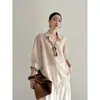 Jaqueta Camisa de Chiffon Acetato Tencel Estilo Old Money Francês para Mulheres, Roupa de Exterior de Verão, Cobertura de Camisa Protetora Solar Transparente de Seda de Gelo