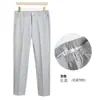 Marca de moda de verão calça cropped lisa de cor sólida masculina calça social afunilada sem necessidade de passar calça casual skinny slim fit estilo coreano