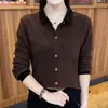 Camisa Polo de Veludo Alemão Quente Dupla Face Novo Estilo Hong Kong Gola Polo Cor Contrastante Versátil Elegante Estilo Coreano Camada Base Manga Longa