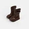 Botas de estilo retro para niña, color liso, hasta la mitad de la pantorrilla, colección otoño 2026, versátiles y a la moda, con suelas suaves, botas de piel estilo princesa