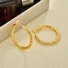 Pendientes de Aro Grandes con Textura Tejida Exagerada y Elegante, con un Toque de Lujo Ligero y Gama Alta, Pendientes de Aro Lisos en Tono Dorado, Accesorios para Orejas de Moda y Diseño Único