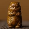 Sándalo Verde Tallado Elegante Gato Madera Maciza Figurilla de Animal Dibujos Animados Hogar Coche Lindo Gatito Adorno de Gato de Madera