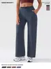 Pantalones de Yoga Deportivos de Pierna Ancha para Mujer Cintura Media-Alta Serie Casual Adelgazante Pantalones Rectos Americanos