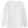Camisa Feminina Nova Primavera e Outono 2026 Estilo Coreano Simples Elegante Manga Evasê Blusa Estilo Francês Decote Quadrado Solta Cor Sólida Camiseta Interna para Mulheres