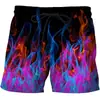 Suministro transfronterizo de pantalones cortos de verano para hombre, pantalones de playa 3D, pantalones cortos de natación con estampado de llamas, una generación de pantalones cortos de surf