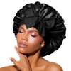 Gorro de Satén Imitación Seda con Correa Suave Ajustable, Gorro de Noche, Adecuado para Dormir, Gorro con Correa para Cabello Rizado