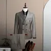 Conjunto de traje de alta gama, traje de punto de doble botonadura casual de negocios, traje de boda, atuendo formal, atuendo premium para novio