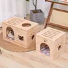 Cama multicamadas para gatos em madeira maciça, casa para gatos em madeira maciça, cama para cachorro, cama grande de luxo para gatos, casinha pequena para cachorros Teddy