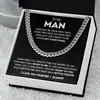1 pieza Para mi hombre Elegante Moderna Cadena Cubana de Acero Inoxidable Collar con Tarjeta Collar de Hombre