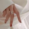 Anel de abertura da lua feminino design de nicho coreano luz luxo personalizado borla de diamante completo pequena estrela estilo frio anel de comida