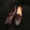 Mocassins de Couro Genuíno para Mulheres, Sapatos Rasos de Couro Envelhecido, Novo Estilo Outono, Couro Genuíno, Sapatos Rasos de Couro Macio Envelhecido para Mulheres