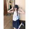 3197 # Zeng Xiaoxian Chaleco Informal de Estilo Japonés Blanco Holgado Versátil de Color Sólido Ropa Exterior con un Diseño Adelgazante Top