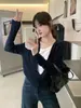 Suéter de Punto Fino de Lana Simple Estilo Coreano con Diseño Falso de Dos Piezas y Cuello de Solapa Elegante, Nuevo Suéter Versátil Ajustado para Primavera/Verano