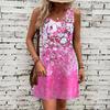 Vestido de Verano sin Mangas con Estampado Floral Transfronterizo de Amazon 2025 para Mujer, Moda de Verano Dulce Vestido Camiseta con Cuello en V