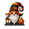 Adornos de escritorio de madera con temática de Halloween lindos y transfronterizos, con forma de calabaza, para repisa de ventana del hogar y decoraciones navideñas