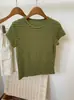 Camiseta Básica Listrada Color Block Primavera/Verão 2026 para Mulheres Estilo Coreano de Verão Gola Redonda Ombro Normal Caimento Justo Estilo Curto Tamanho Pequeno