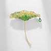TikTok Mismo Broche de Hoja de Loto de Goteo de Aceite de Alta Calidad Pin de Gota de Agua Goteante Circonita Ropa Atmosférica Accesorios de Loto Pin de Metal