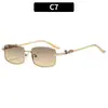 Gafas de Sol Cuadradas de Metal Elegantes de Gama Alta Europeas y Americanas con Estampado de Leopardo Personalidad Retro Moda para Ciclismo Protección Solar Gafas de Sol Transfronterizas