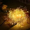 Luces de Fuegos Artificiales Solares Transfronterizas Ocho Funciones Estrella Centelleante Decoración Navideña Cadena de Luces Impermeable para Exteriores Luces de Cadena de Atmósfera