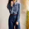 Camisa de mezclilla de pana en 6 colores, chaqueta camisa para mujer, moda de otoño 2026 para mujer, top con un diseño único