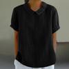 En Stock Aliexpress Estación Independiente Wish Más Vendido Nuevo Suelto Solapa Camisa Algodón Manga Corta Top de Mujer