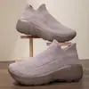 Zapatos de Mujer Jinjiang Teñidos en Frío, Zapatos Tipo Calcetín Tejidos de Punto para Todas las Estaciones, Tenis Unisex de Suela Gruesa Talla Grande 36-45, Zapatos de Correr Amortiguadores