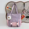 Bolso de Tutoría de Estilo Japonés con Bloques de Color Nuevos y Moderno para Estudiantes de Secundaria y Preparatoria, Bolso Tote Estudiante de Gran Capacidad, Bolso Cruzado