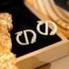 Brincos de zircônia microincrustada com letra de Dragão cd Brincos femininos de luxo leve nicho alta qualidade estilo Chanel brincos do ano de nascimento brincos do ano do dragão