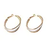 Pendientes de Aro de Múltiples Capas con Goteo de Aceite Transfronterizos de Amazon para Mujer, Elegantes y con Estilo, Retro Simple y Pendientes Grandes al por Mayor