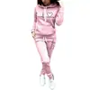 Moda Feminina Europeia e Americana Mais Vendida Outono e Inverno Novo Conjunto Esportivo de Lã com Estampa de Patas de Urso para Mulheres, Estilo Casual Japonês e Coreano
