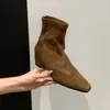 Temporada del Primer Encuentro: Botines Cuadrados Retro Tallados que Aumentan la Altura 5cm para Mujer, Nuevos Botines Ajustados Versátiles Adelgazantes Otoño/Invierno